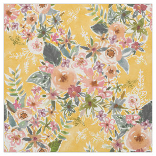 AMELIA JANE'S GARDEN Golden Yellow Floral Fabric