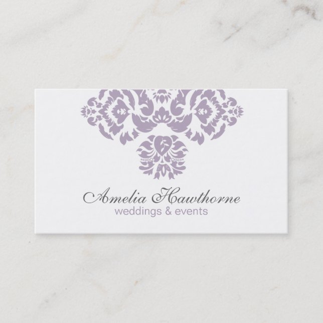Amelia Lavender and Grey Elegant Business Card (Front)