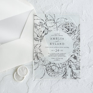 AMELIA Modern Elegant Botanical Floral Wedding Acrylic Invitations