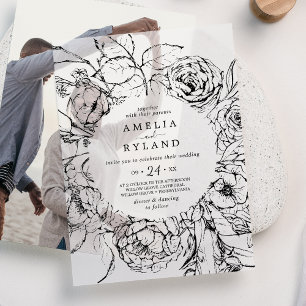 AMELIA Modern Elegant Botanical Floral Wedding Vellum Invitations