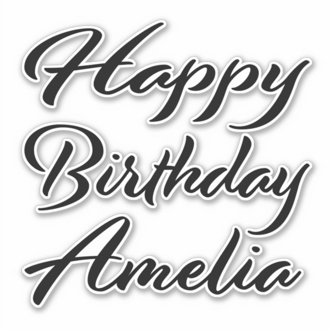 Amelia name first name black Sticker birthday (Front)