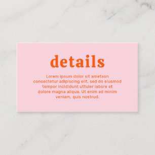 Amelia Orange Pink Modern Wedding Enclosure Card