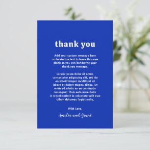 Amelia Royal Blue Modern Wedding Thank You Card