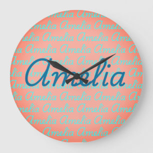 Amelia Signature Name Pattern Design Large Clock