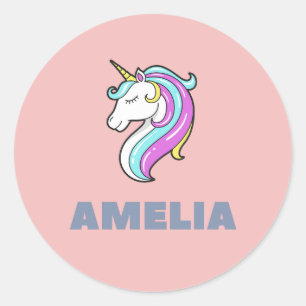 Amelia Unicorn Tote Bag Classic Round Sticker