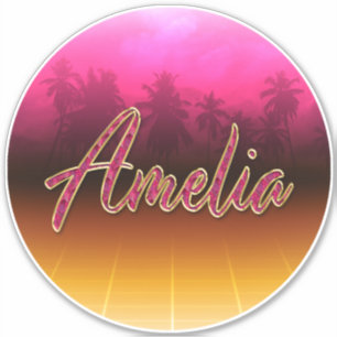 Amelia Vorname Name golden pink Aufkleber Sticker