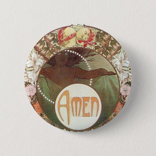 Amen 6 Cm Round Badge (Front)