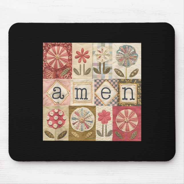 Amen Patchwork Flower Happy Easter Jesus Christian Mouse Pad (Front)