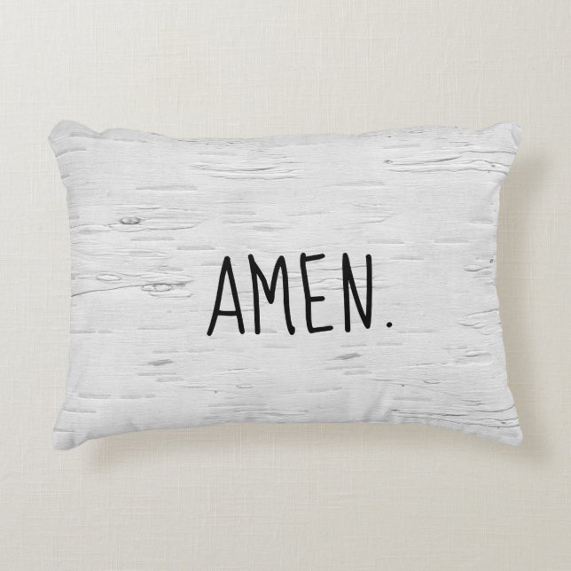 AMEN Text On Birch Tree  Accent Pillow (Front)