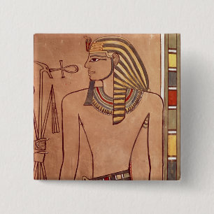 Amenhotep II with an ankh raised to his lips 15 Cm Square Badge