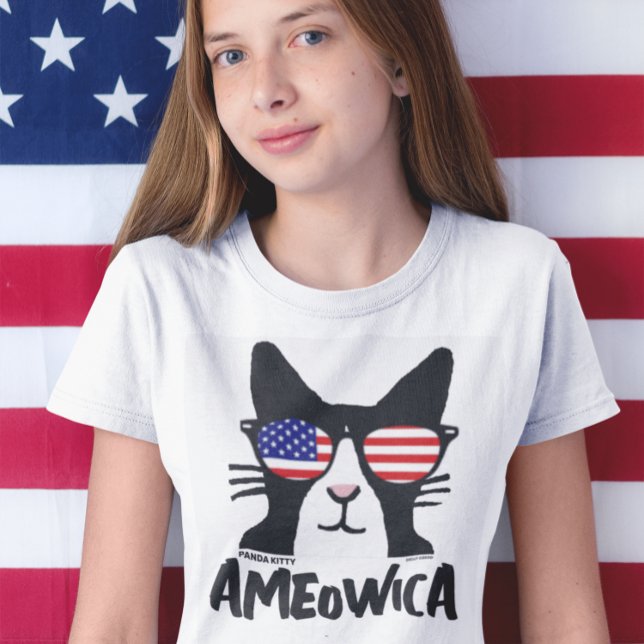 AMEOWICA Patriotic Cat T-shirts, girls  T-Shirt (Creator Uploaded)