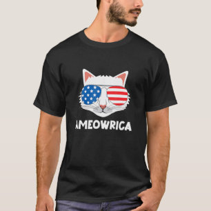Ameowrica Patriotic Cat American Flag Sunglasses U T-Shirt