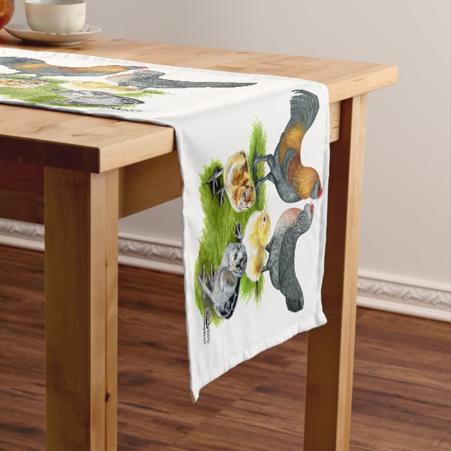 Ameraucana Chicken Family Short Table Runner (In Situ)