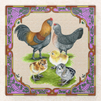 Ameraucana Family Framed Glass Coaster