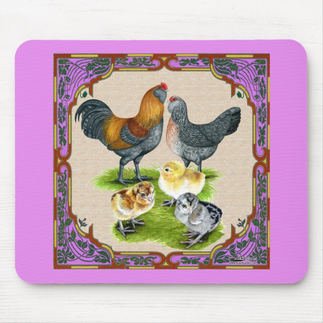 Ameraucana Family Framed Mouse Pad (Front)