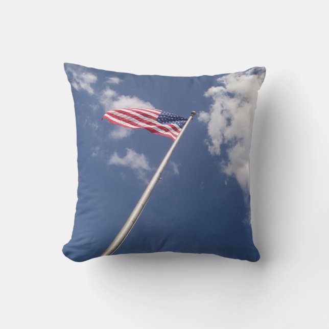 Amercan flag blue sky clouds cushion (Front)