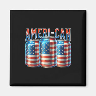 Ameri-can Funny Beer Can Flag Patriotic 4th Of Jul Magnet