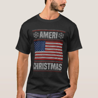 Ameri' Christmas Funny American Christmas Flag Gif T-Shirt
