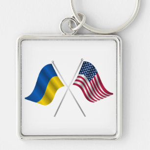 amerian flag and Ukrainian  Key Ring