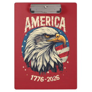America 1776 2026 Bald Eagle Patriotic USA Flag 25 Clipboard
