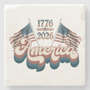 America 1776–2026, Patriotic, USA 250 Years Stone Coaster