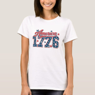 America 1776 Distressed USA Flag Style T-Shirt