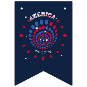 America 1776 Firework Spiral Patriotic Bunting