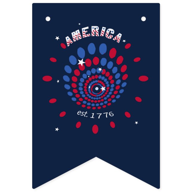 America 1776 Firework Spiral Patriotic Bunting (Fifth Flag)