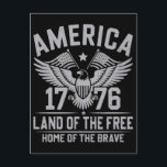 America 1776 land of the free home of the brave ea holiday postcard<br><div class="desc">America 1776 land of the free home of the brave eagle vector design Experience True Freedom With This Inspiring Celebrate independence and liberty with this bold freedom-themed shirt. Perfect for patriots, free spirits, and anyone who values personal liberty, this comfortable and stylish shirt makes a powerful statement wherever you go....</div>