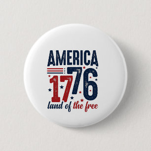 America 1776 Land of the Free Vintage Patriotic Sh 6 Cm Round Badge