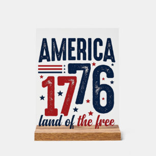 America 1776 Land of the Free Vintage Patriotic Sh Acrylic Sign