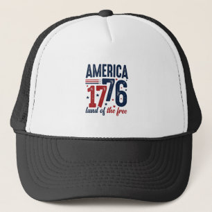 America 1776 Land of the Free Vintage Patriotic Sh Trucker Hat