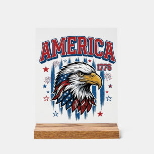 America 1776 Vintage Eagle Patriotic Shirt Design_ Acrylic Sign