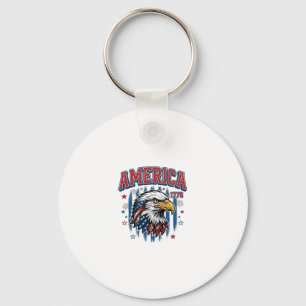 America 1776 Vintage Eagle Patriotic Shirt Design_ Key Ring