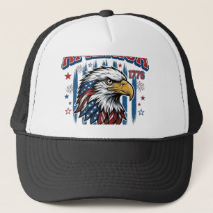 America 1776 Vintage Eagle Patriotic Shirt Design_ Trucker Hat
