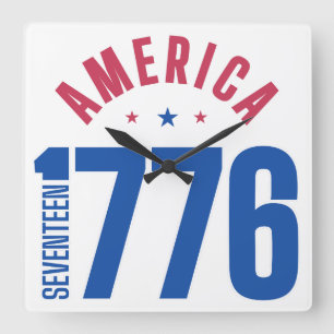 AMERICA 1776 year of freedom  Square Wall Clock