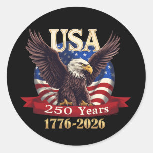 America 250 1776-2026 American Flag Eagle Classic Round Sticker