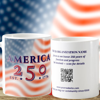 America 250 1776 2026 Custom QR Code Patriotic Coffee Mug