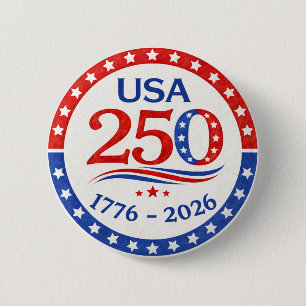 America 250 1776 2026 Patriotic USA Button