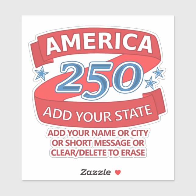 America 250 Add State And Text Patriotic Promo (Sheet)