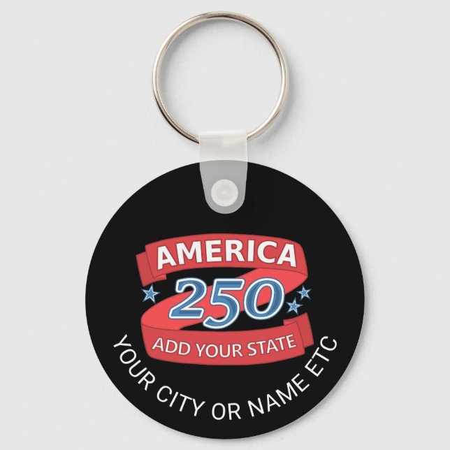 America 250 Add State Create Your Own Patriotic Key Ring (Front)