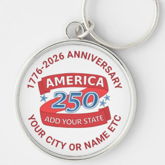 America 250 Add State USA Anniversary Keepsake Key Ring