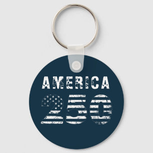 America 250 Anniversary Grunge Text Blue Key Ring