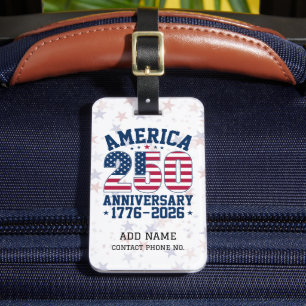 America 250 Anniversary Red & Blue Personalised Luggage Tag