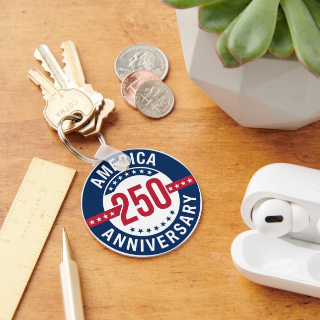 America 250 Anniversary Red, White & Blue Pride Key Ring (Desk)