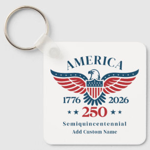 America 250 Bald Eagle Custom Name Minimalist   Key Ring