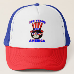 America 250 Birthday Patriot Cat Fun Independence Trucker Hat