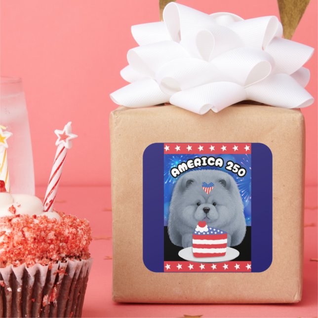 AMERICA 250  - BLUE Chow Square Sticker (Party)