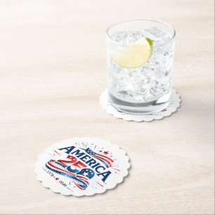 America 250 Celebration 1776–2026 Anniversary  Paper Coaster