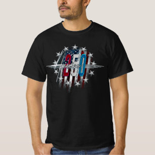 AMERICA 250 CLASSIC RETRO CHROME AMERICAN FLAG T-Shirt